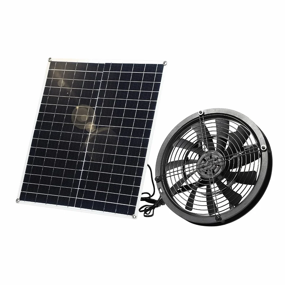 Ventilatore solare, 20 W, resistente alle intemperie, con ventilatore DC per piccoli polli, serre, capannoni, case di animali domestici, scarico per finestre