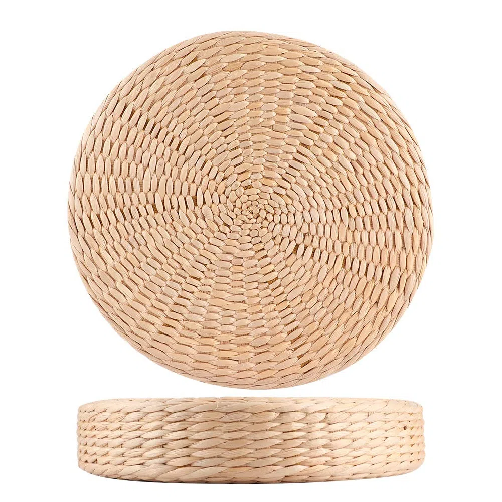 Cuscino Rotondo in Paglia per Giardino, Pouf Tatami Giapponese Spesso per Meditazione, Zen, Yoga (30cm x 5cm)