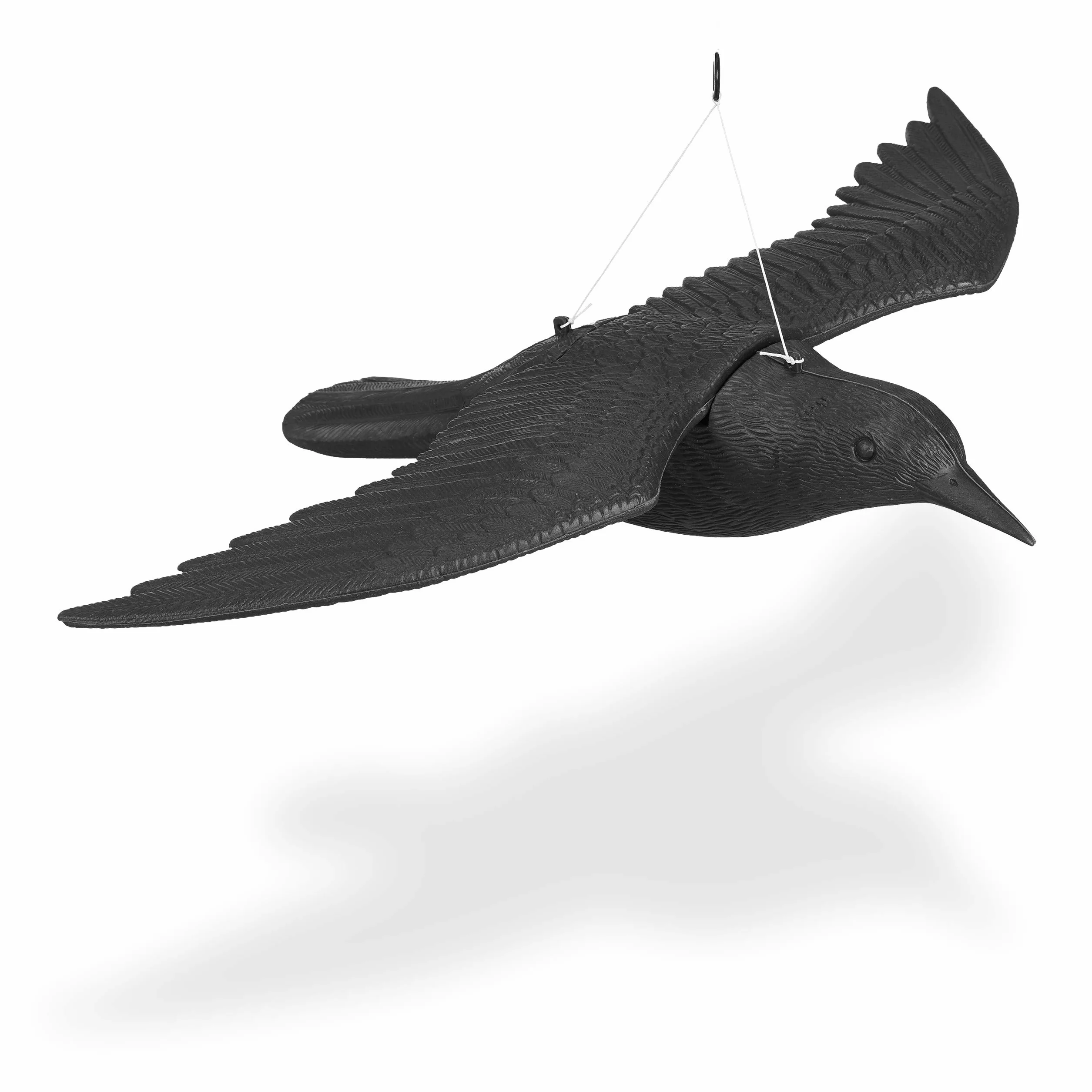 Relaxdays Pigeon Fright Crow, deco figura come spaventapasseri, corvo volante per difesa dei piccioni, uccello da giardino, nero