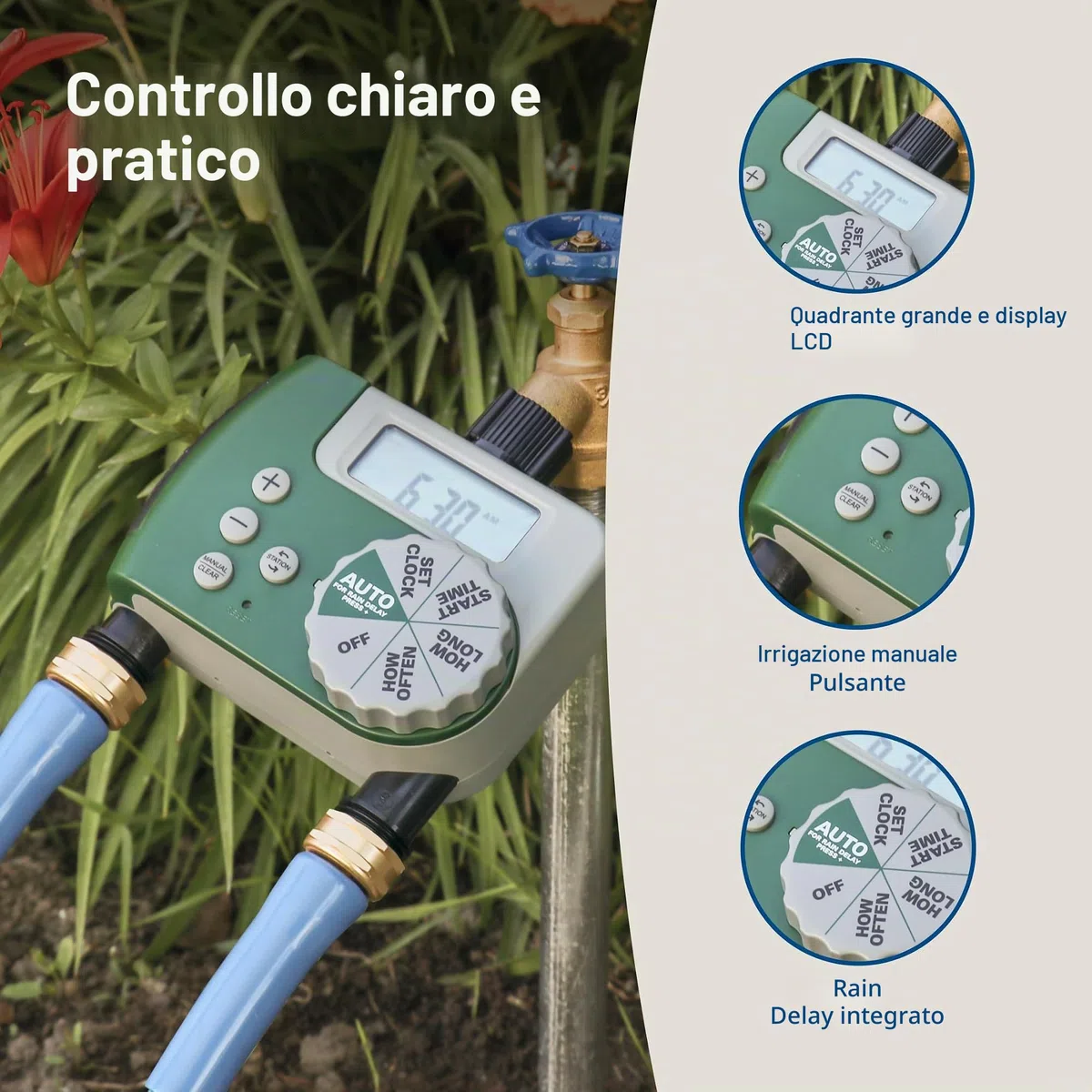 Orbit 58910 Timer programmabile per rubinetto, 2 uscite, verde