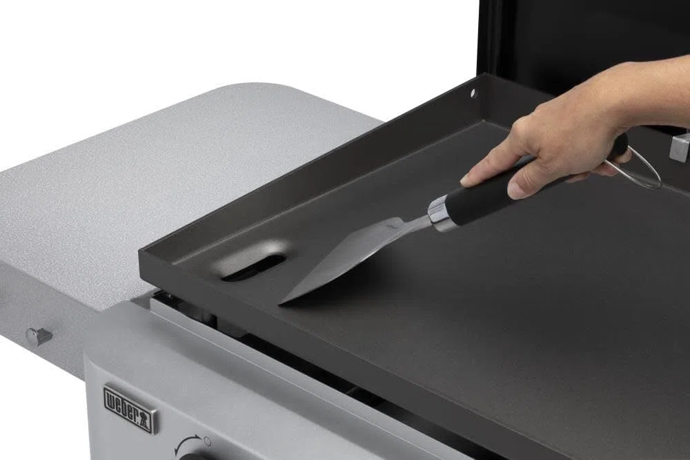 Raschietto per griglie Weber (6781), in acciaio inox, rimuove efficacemente grasso e sporco, ideale per la pulizia di griglie, manico ergonomico antiscivolo, lavabile in lavastoviglie - Argento (6781)