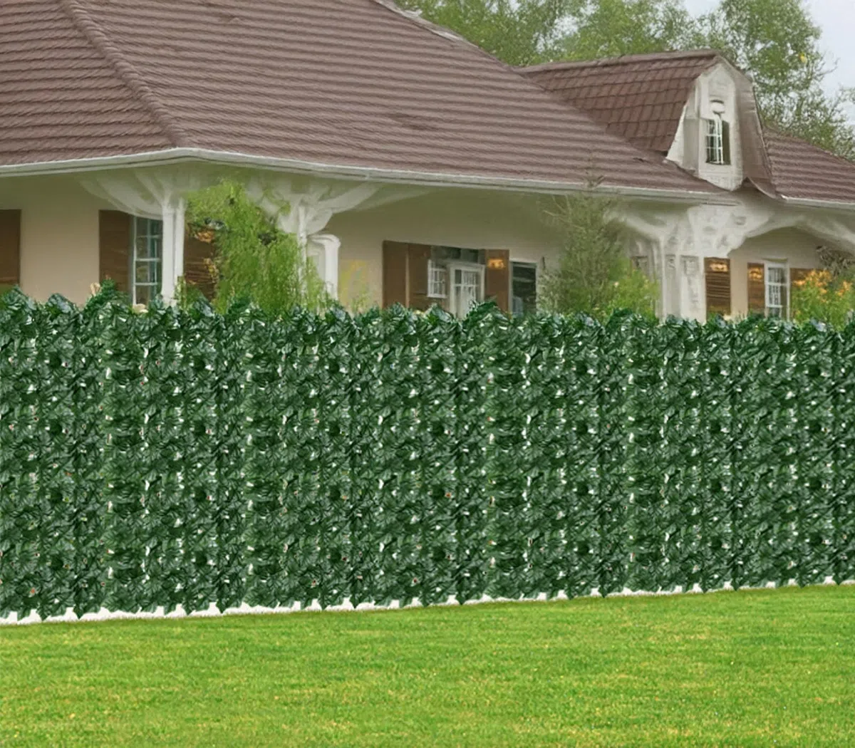 Home Tresor Siepe Finta Artificiale Rotolo Rete Frangivista Sintetica Ornamentale Verde 1,5 x 3 mt Foglie Edera Balcone Terrazzo Giardino Coprente - 150x300 cm