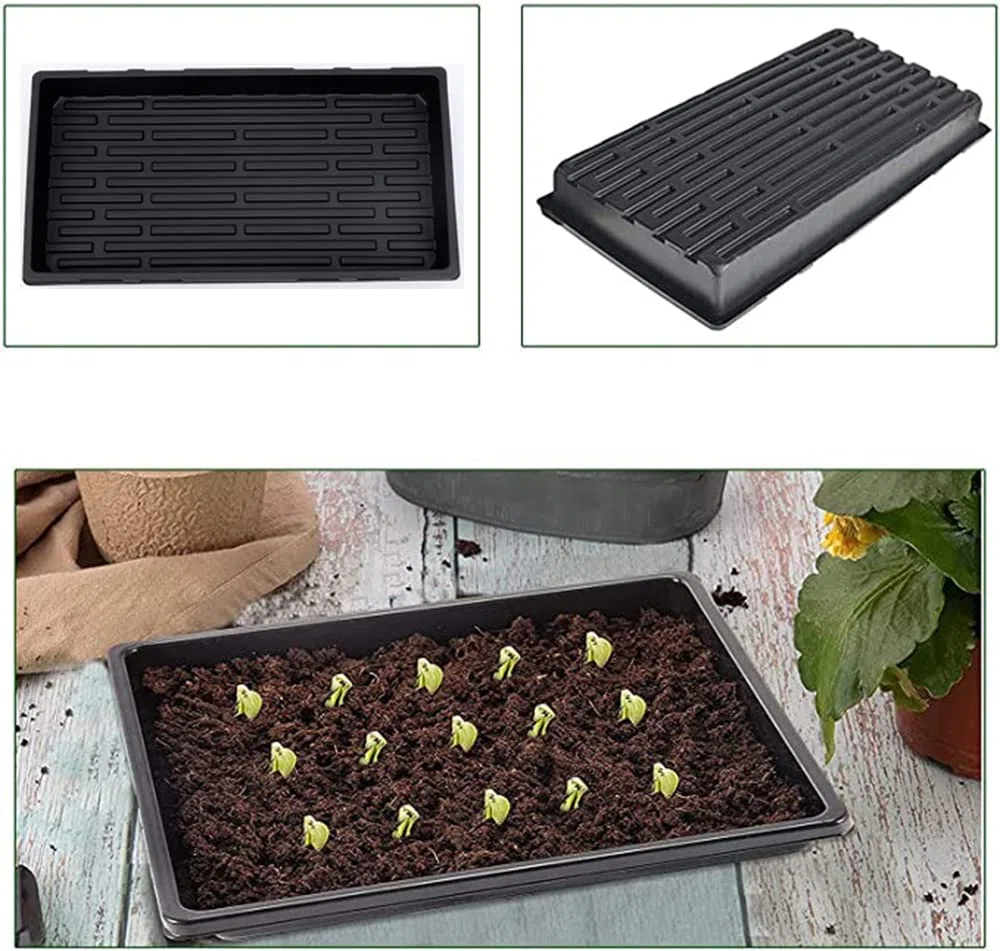 10 nero vassoi per coltivazione senza fori di scarico 54x28cm perfetti per piantine giardinaggio al coperto microverdi grano e altro terreno o idroponico