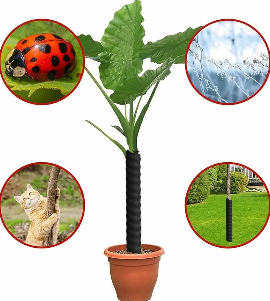 6 protezioni per il tronco degli alberi, in 2 misure, multifunzionale, protezione per piante, protezione del tronco degli alberi, per il giardinaggio (nero)