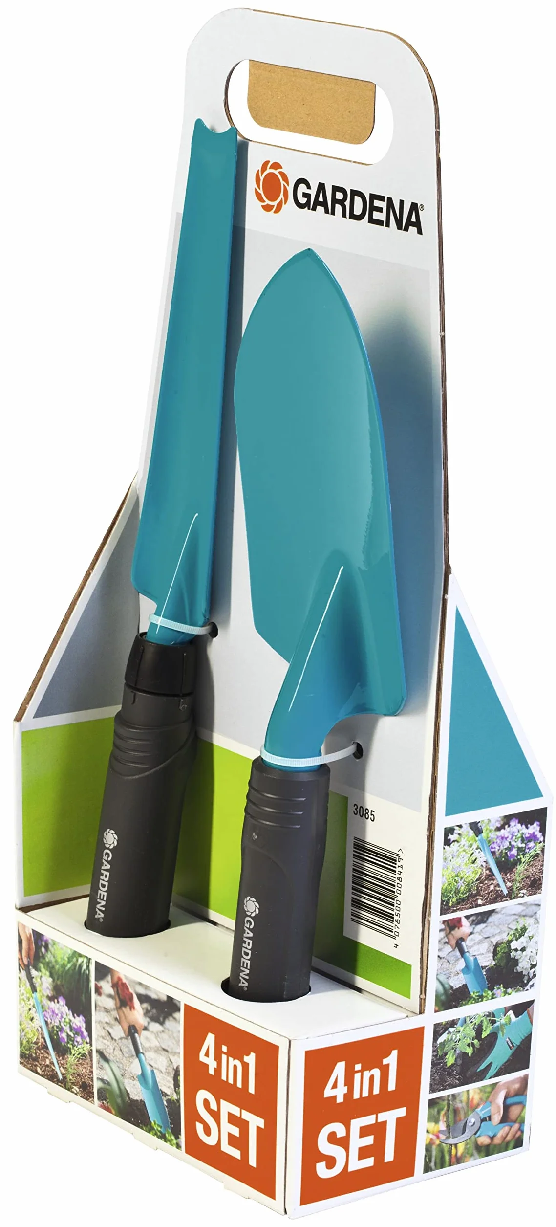 Equipaggiamento di Base Gardena: Kit per Giardino da 4 Pezzi, Forbici Universali, Stabile Trapiantatore, Estirpatore, Guanti da Giardino (8965-30)
