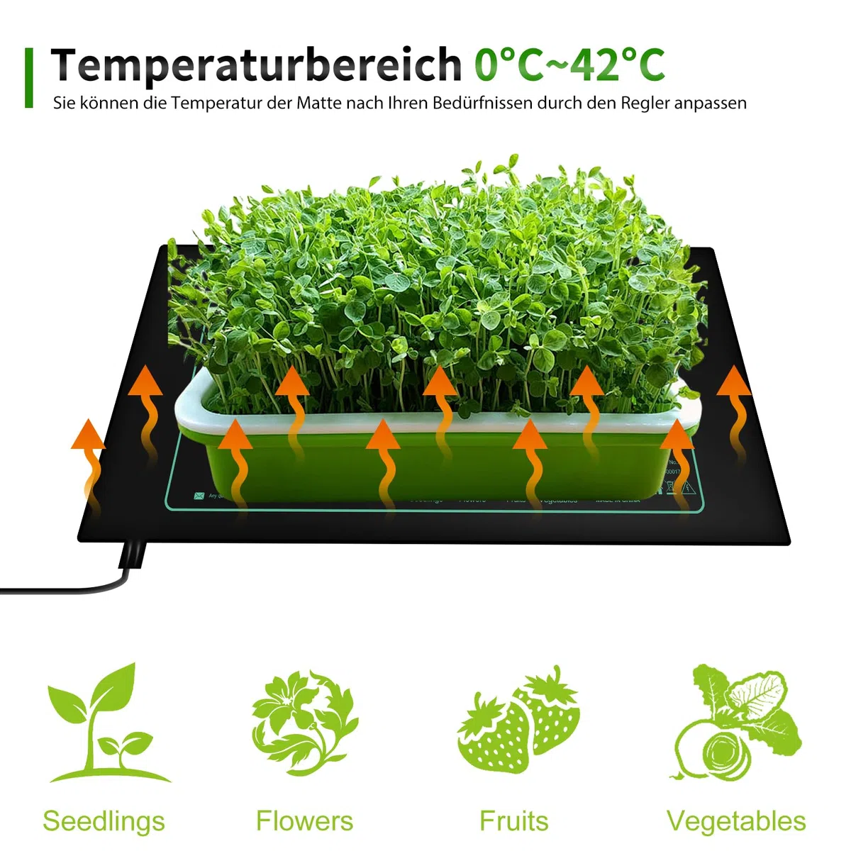 HOSPAOP - Tappetino riscaldante con termostato per piante, mini serra interna riscaldante 25 x 52,5 cm, serra da camera per piantine, animali domestici e terrario per rettili, 50 Watt