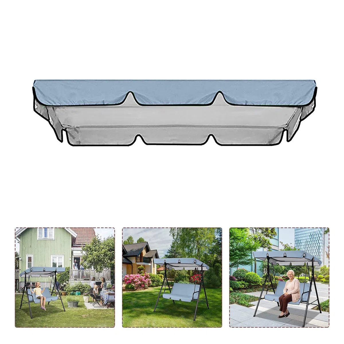 Copertura di ricambio impermeabile per dondolo da giardino, colore rosso, copertura superiore per dondolo da patio, amaca, baldacchino, 164 x 114 x 15 cm, ideale per gli appassionati di attività