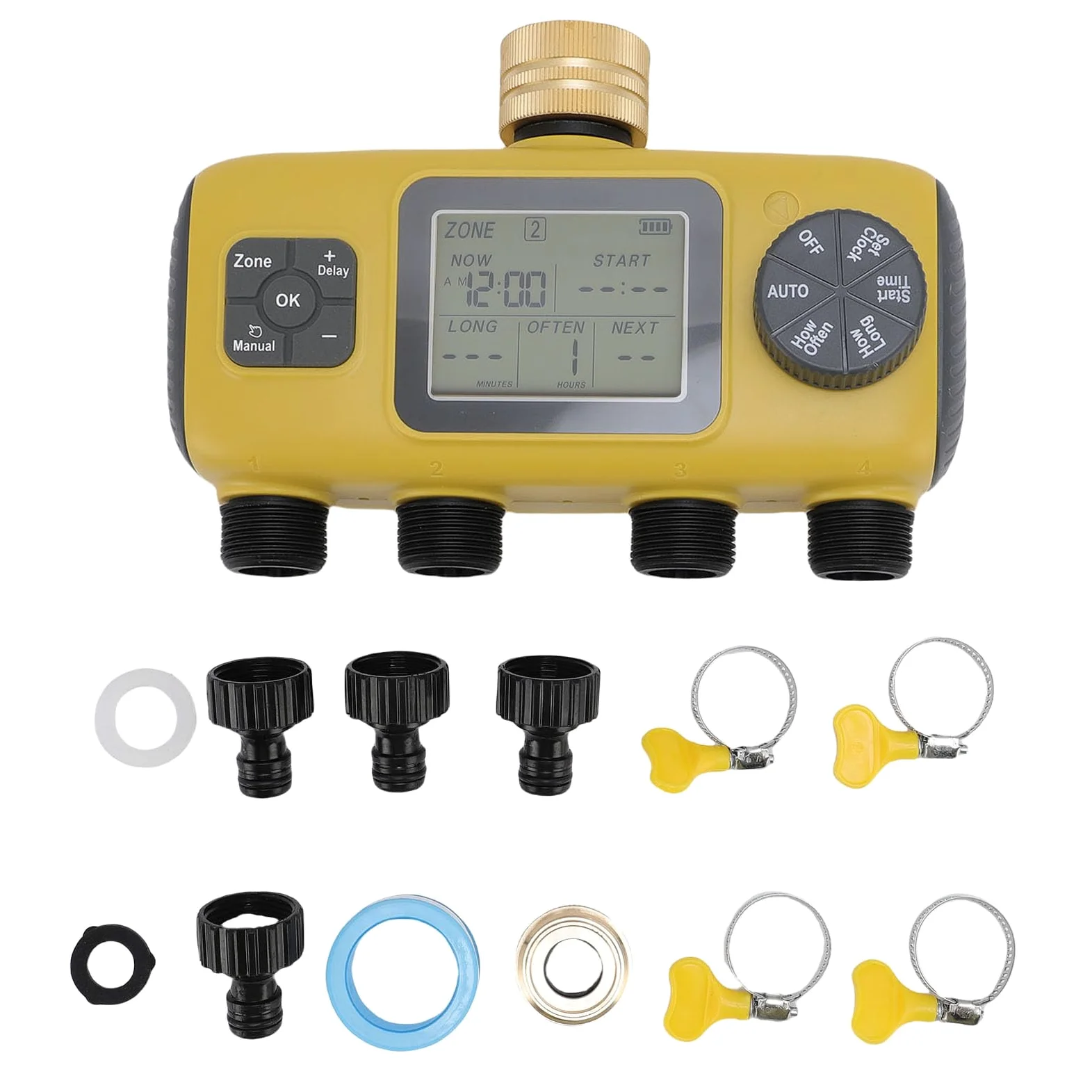 Generic Display LCD Timer Irrigatore Controller Automatico Impermeabile per Irrigazione per Prato da Giardino, Funzionamento Facile per Tutte le età