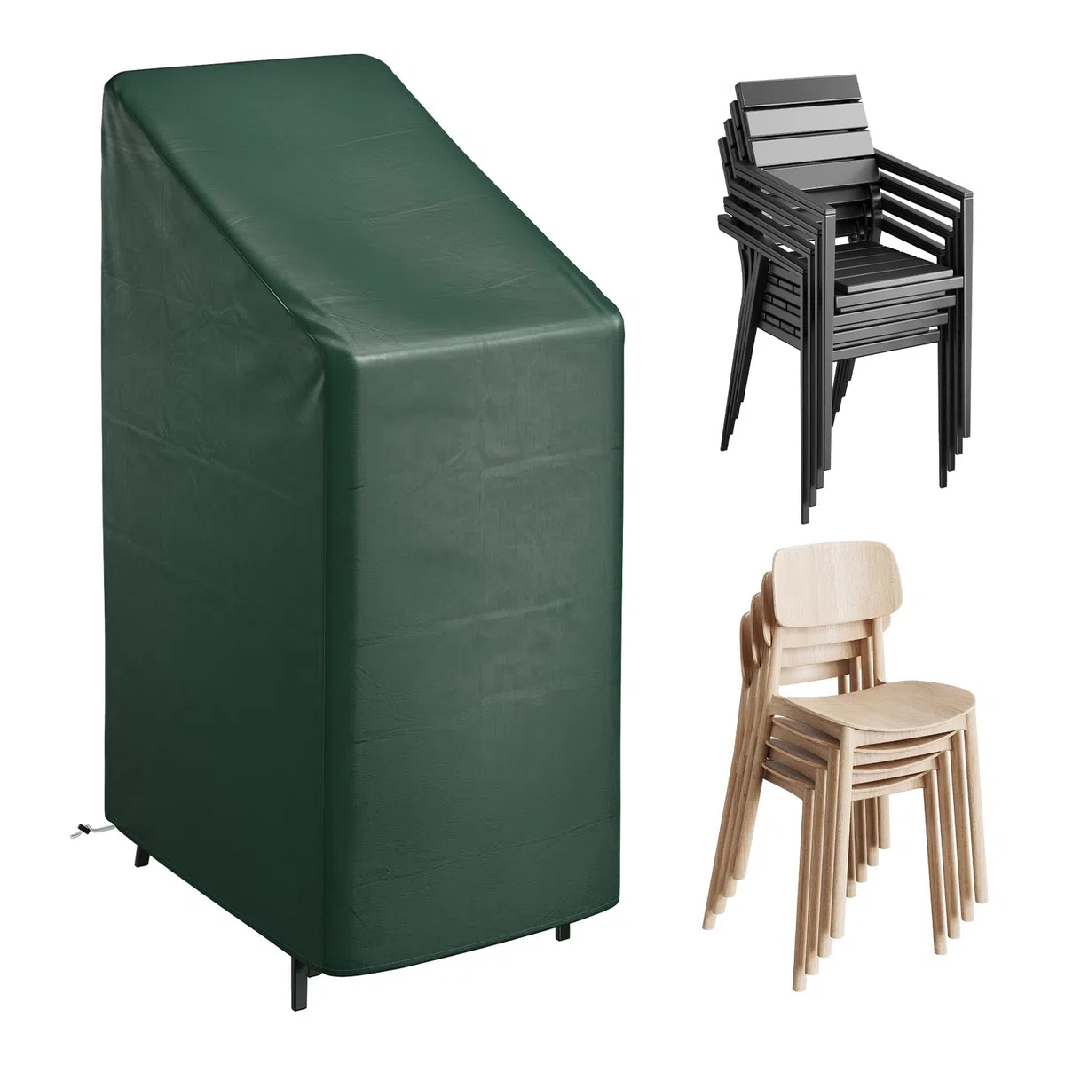 WOLTU Copertura Protettiva per Sedie, Sdraio da Esterno in PE, Copertura per Mobili da Giardino 65x65x120/80 cm Telo Anti-UV idrorepellente Resistente allo Strappo