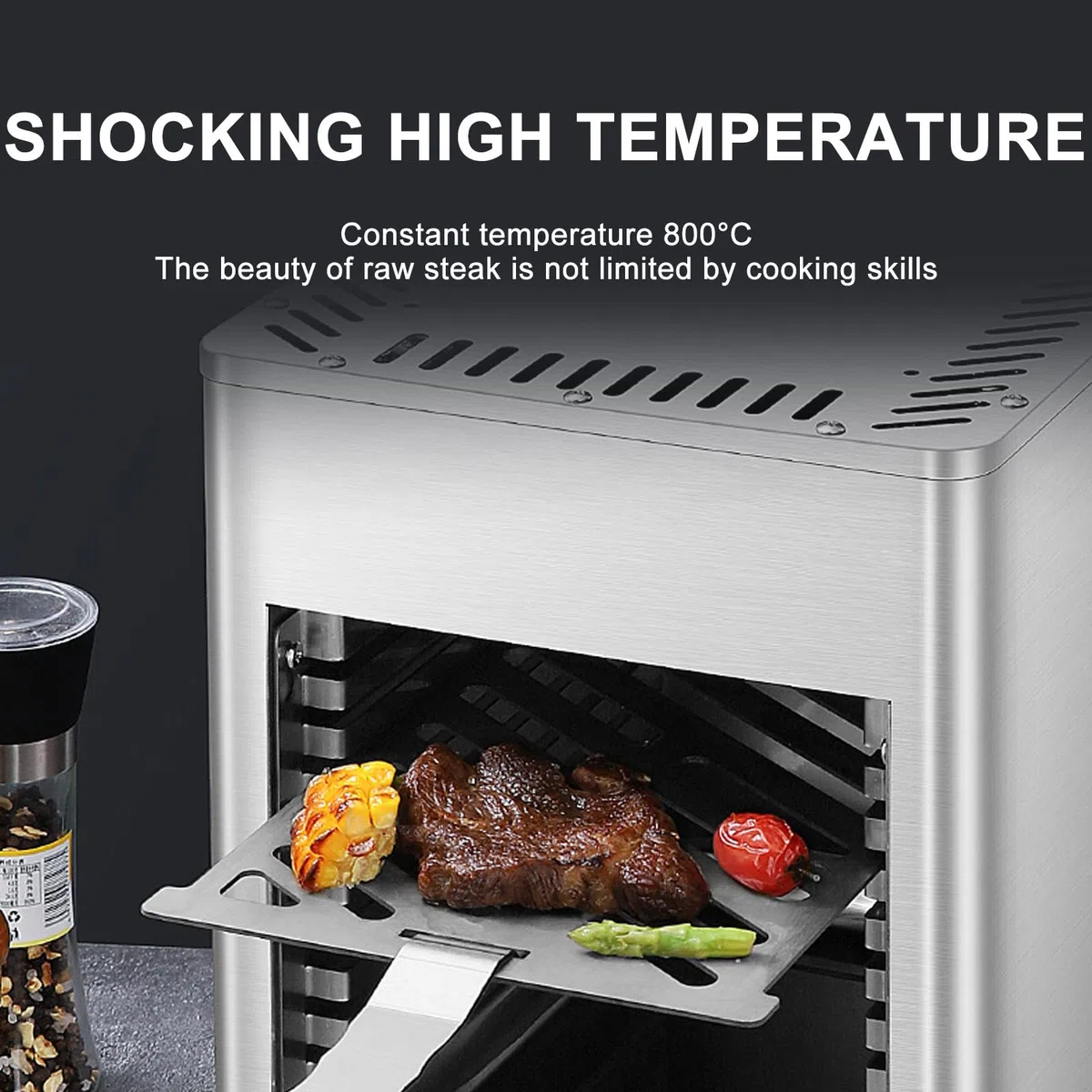 Forno Grill Multistrato Commerciale, Grill Elettrico per bistecche da 1700 W e 3400 W, Grill Elettrico per bistecche da Interno, Temperatura Regolabile, per Carne di Manzo, Verdure