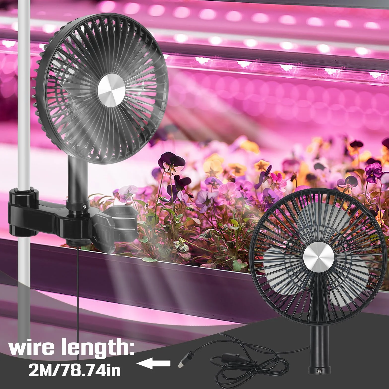 Grow Ventilatore con Clip,Protezione Oscillante,Motore EC,Ventola per Tenda da 3W,Diametro 17cm Clip Fan Grow Tent con Cavo di Prolunga 2m,Adatto per Piccole Serre
