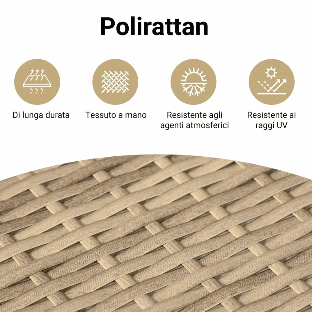 vidaXL Sgabello Giardino con Cuscino Beige 55x55x37 cm in Polyrattan