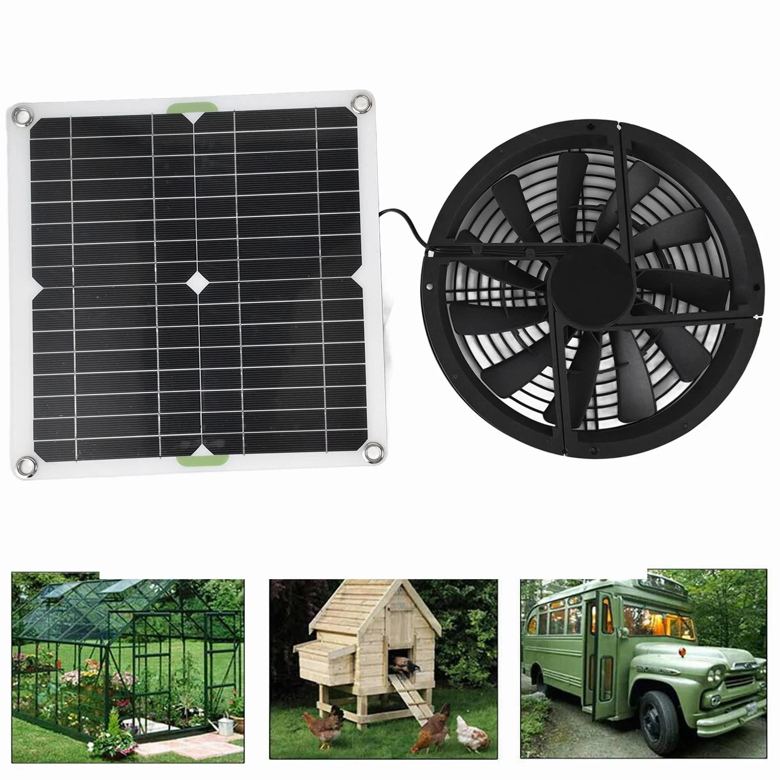 Ventilatore di scarico con energia solare, ventilatore a energia solare, 12W, set di pannelli solari, per la casa, la serra, il raffreddamento del pollaio per animali domestici