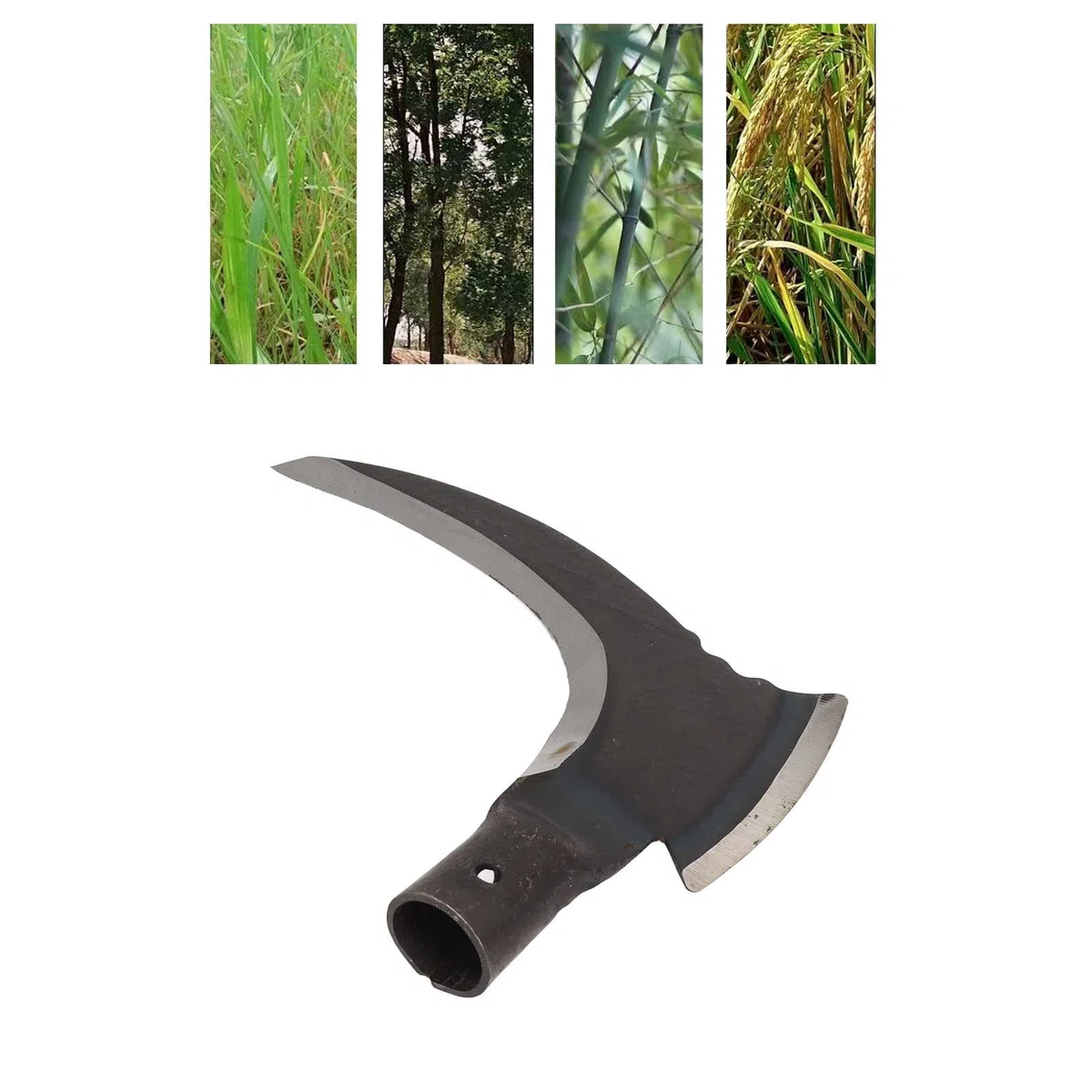 HEEPDD Falce per in Acciaio al Manganese Alto, Doppia Falce Falce per Pulizia Falce per da Giardinaggio Multiuso (Testa di Taglio Singola)