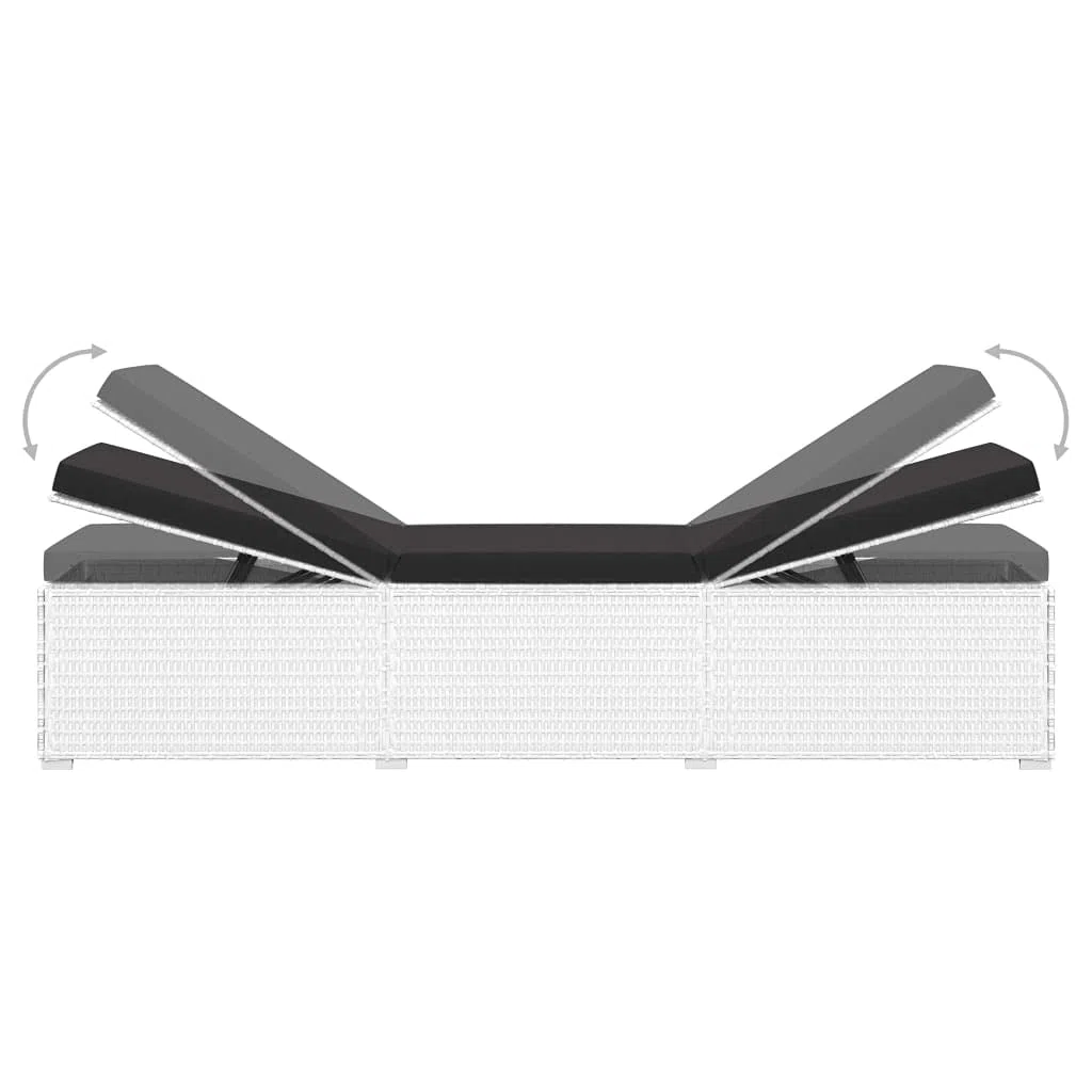 vidaXL Lettini Prendisole con Tavolino 3 pz in Polyrattan Bianco