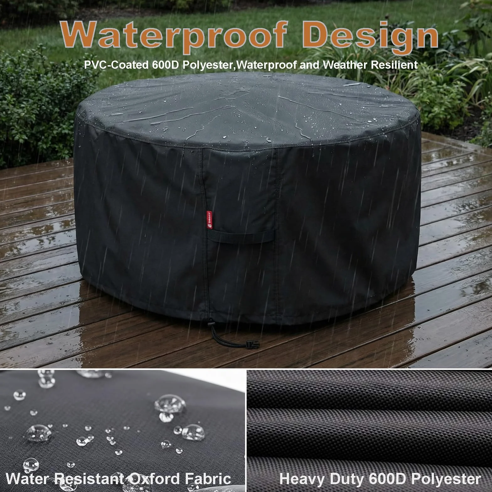 SheeChung Copertura per braciere per falò Solo Stove | Ranger Surround – Impermeabile 600D Heavy Duty rotonda Patio Patio Tavolo Bowl Cover Shelter Nero (rotonda – 114 "D x 24 H) Adatto per braciere