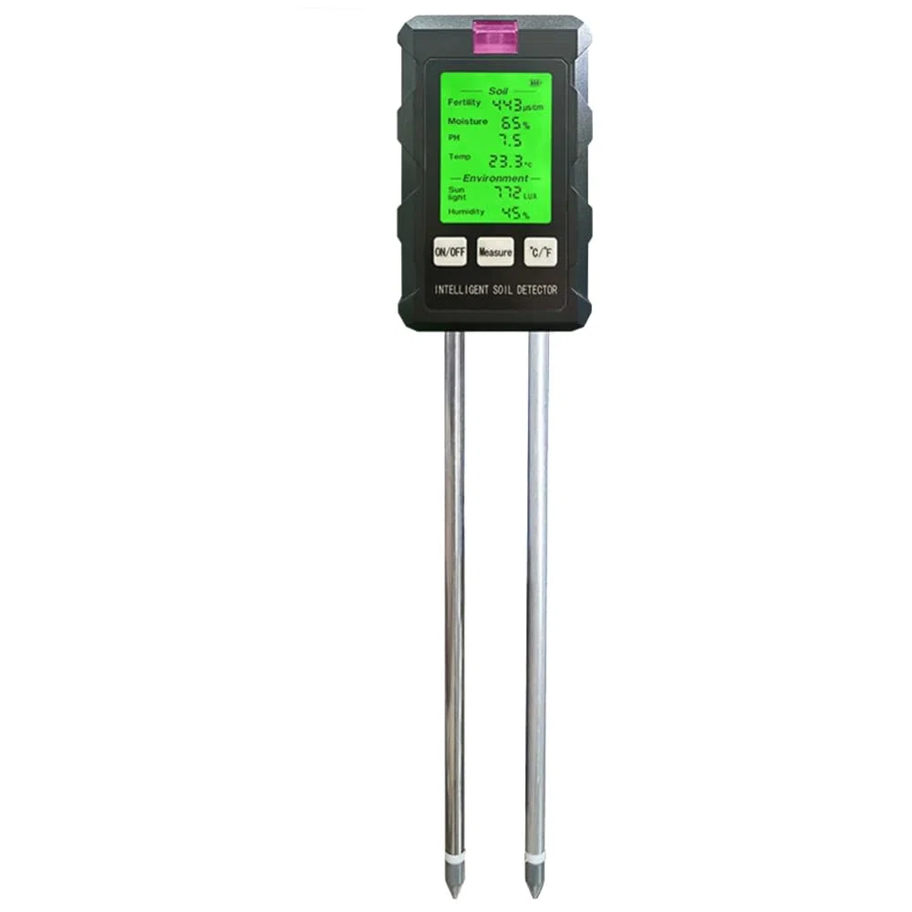 DollaTek Misuratore di terreno 6 in 1 Misuratore di umidità fertilità del suolo pH temperatura luce ambientale e umidità con schermo illuminato HD per la coltivazione di piante in giardinaggio