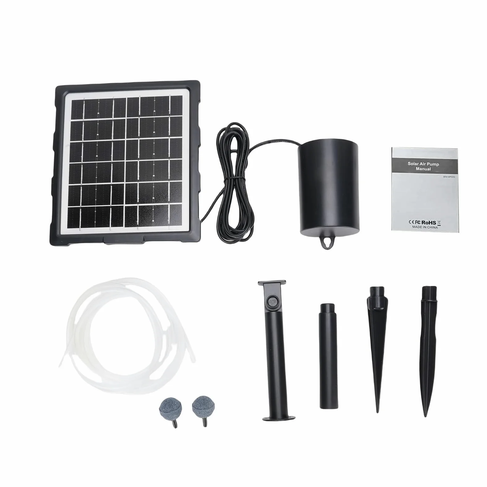 Zerodis Pompa per Fontana per Laghetto Pompa 2400mAh Batteria 3 modalità 60H Autonomia IP65 Impermeabilizzazione con 2 Pietre Porose per Laghetto Acquario Acquari Ossigenazione dell'acqua Aeratore