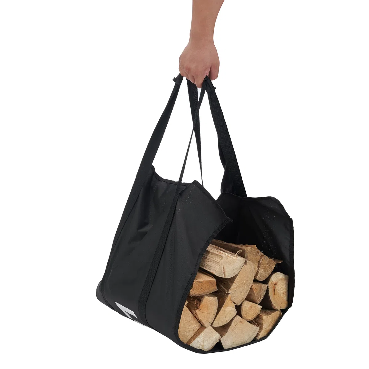 Scaffale per legna da ardere + Borsa per il trasporto, Portolegna, per interni ed esterni, per legna da ardere – deposito legna – nero – metallo (40x28x120cm)
