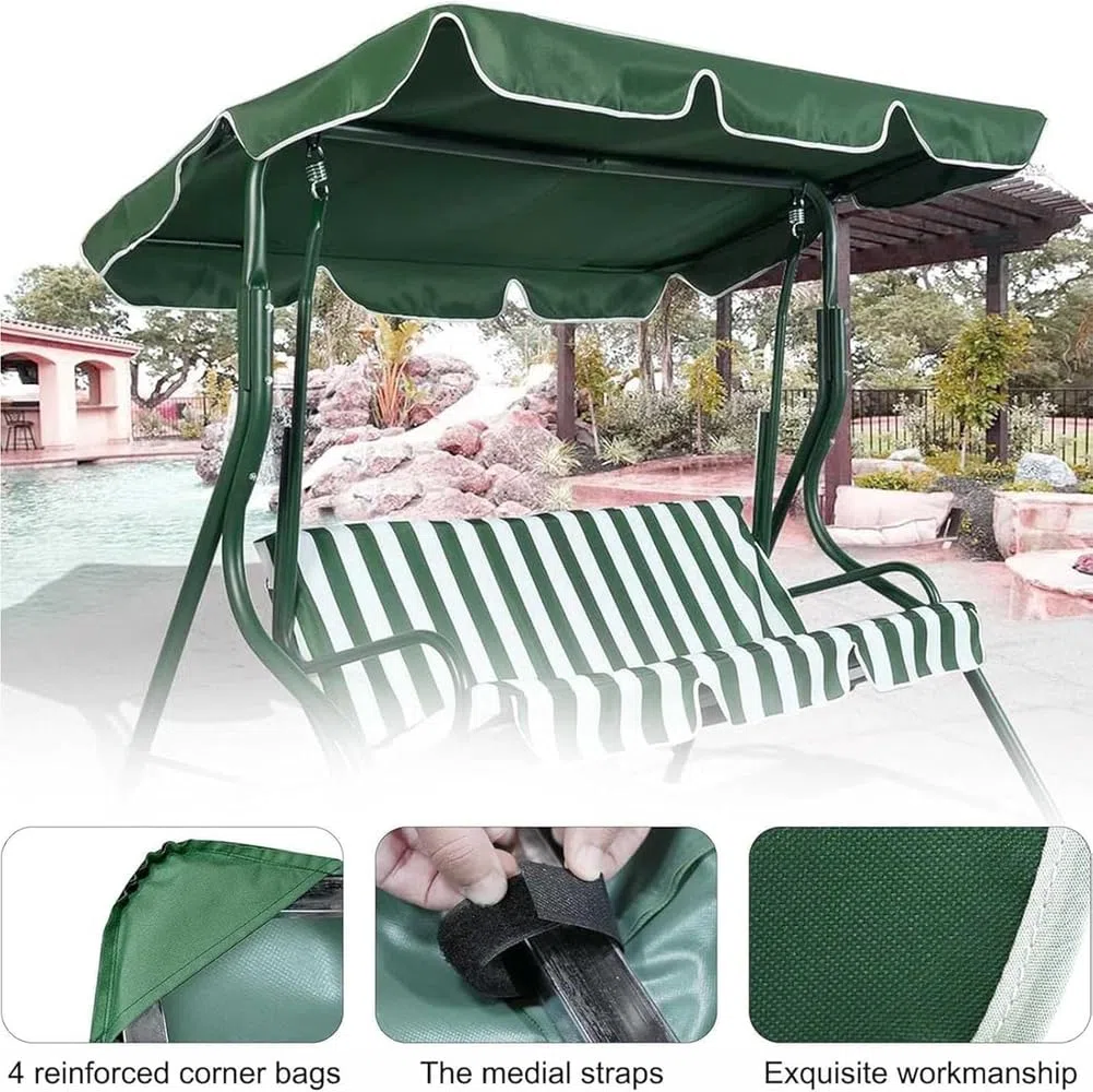 Copertura impermeabile di ricambio per dondolo da giardino a 2-3 posti, resistente ai raggi UV, colore beige, 190 x 120 x 15 cm, perfetta per amache