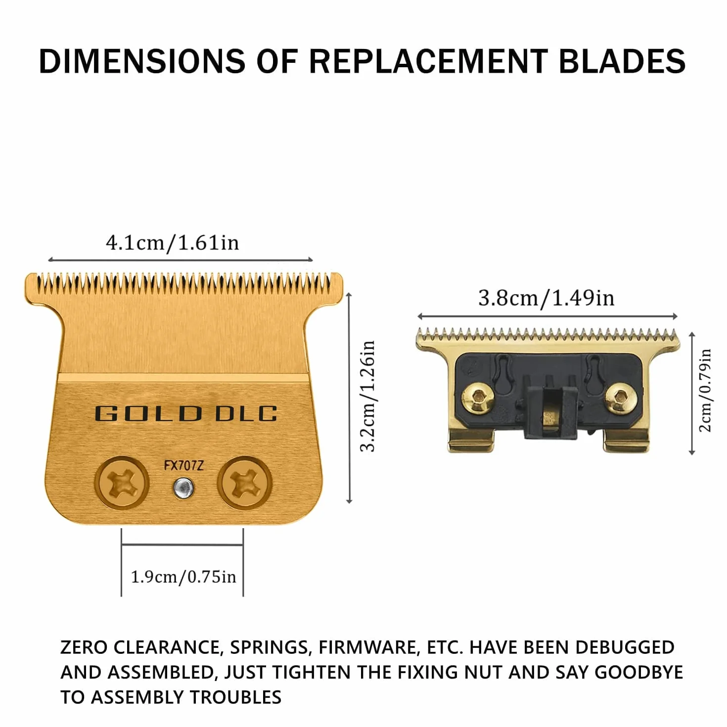 FX707Z Lame di ricambio per tutti i trimmer BaBylissPRO FX787 & FX726, lame di ricambio DLC compatibili con lame di taglio BaByliss, oro