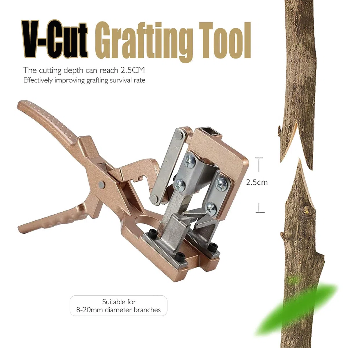 Kit per potatura da innesto, strumenti per innesto di alberi da frutto con manico antiscivolo, design con scanalatura a V, leva senza sforzo per una cura e una manutenzione efficienti delle piante
