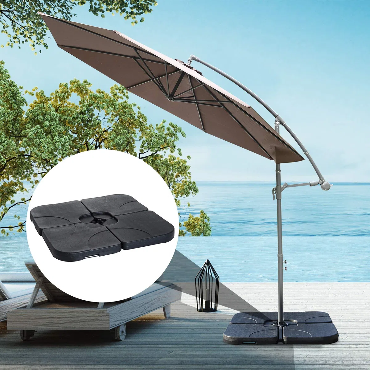 Outsunny Set 4pz Base per Ombrellone da Giardino in Plastica 50 × 50 × 7.5cm