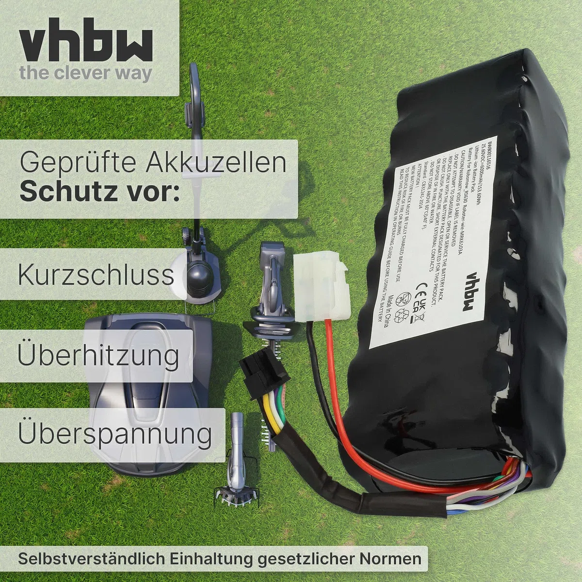 vhbw batteria compatibile con Robomow Premium RS635 Pro S, RS635, RS612, RS630, RS622 rasaerba 6000mAh 25,6V LiFePO4