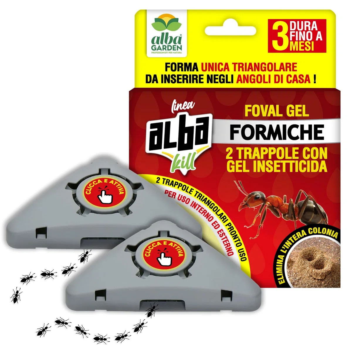Albagarden - Trappola Formiche con Gel Insetticida - Casette con Esche in Gel Insetticida - Anti Formiche - Pronto all'Uso x 24 Pz