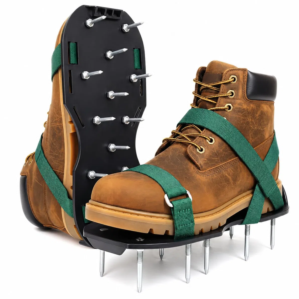 Sillar Scarpe Arieggiatore Prato 2 in 1, Scarpe Chiodate per Areazione Prato, Terreno e Giardino, Scarificatore Manuale con Chiodi 55 mm e 40 mm, per Pavimenti e Massetto, Taglie 37-48