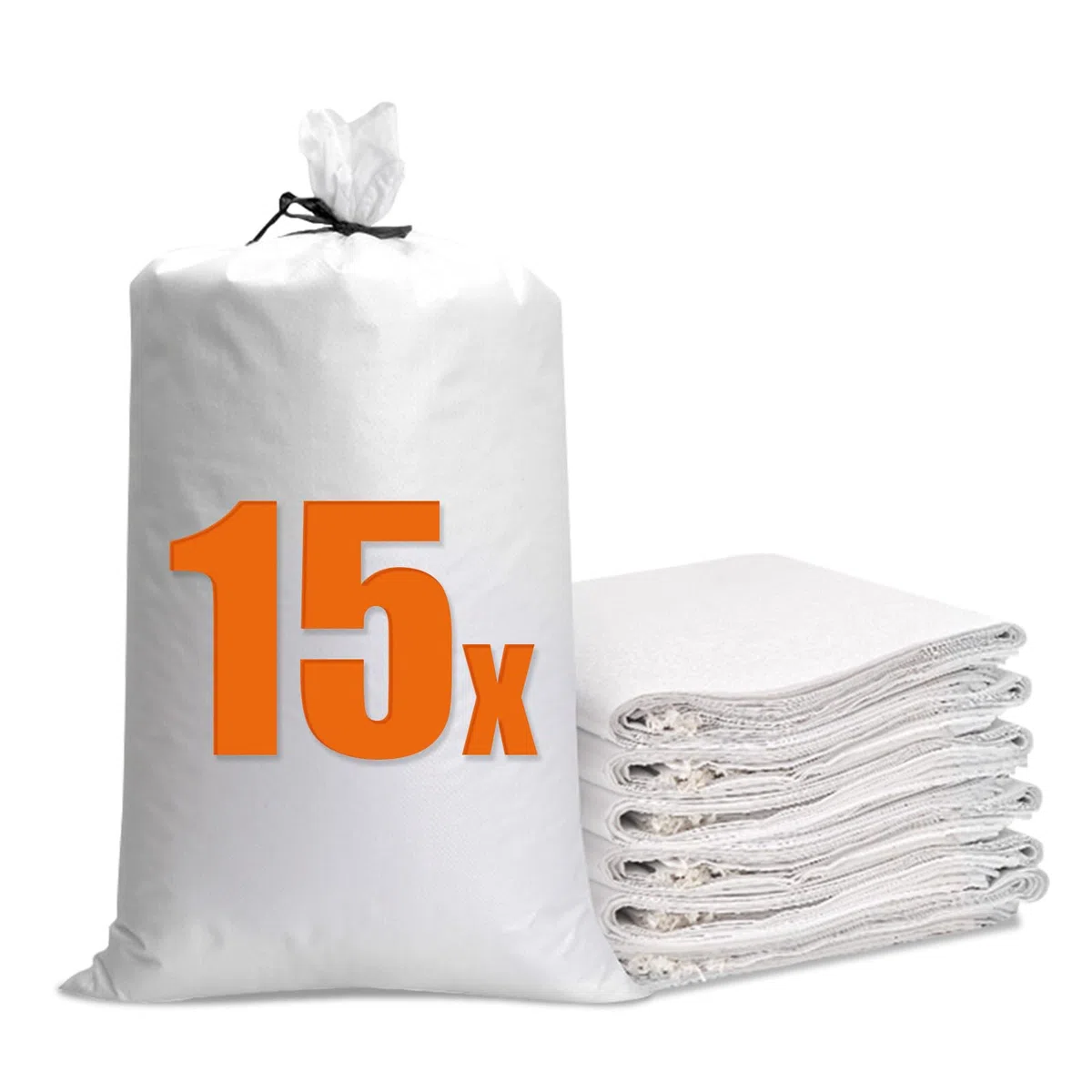 Sacchi per Giardinaggio e Macerie - 15 Pezzi Borsa Antiallagamento Bianca Riutilizzabile per Sabbia e Detriti 70x113 cm