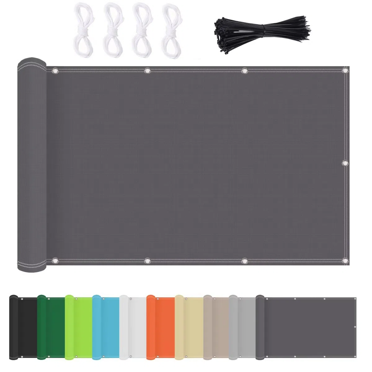 Frangivisto Balcone Protezione Rettangolare,Tenda Parasole Impermeabile Anti-UV Antistrappo, Vela Ombreggiante con Occhielli Facile da Installare Grigio Scuro 0.75x10m