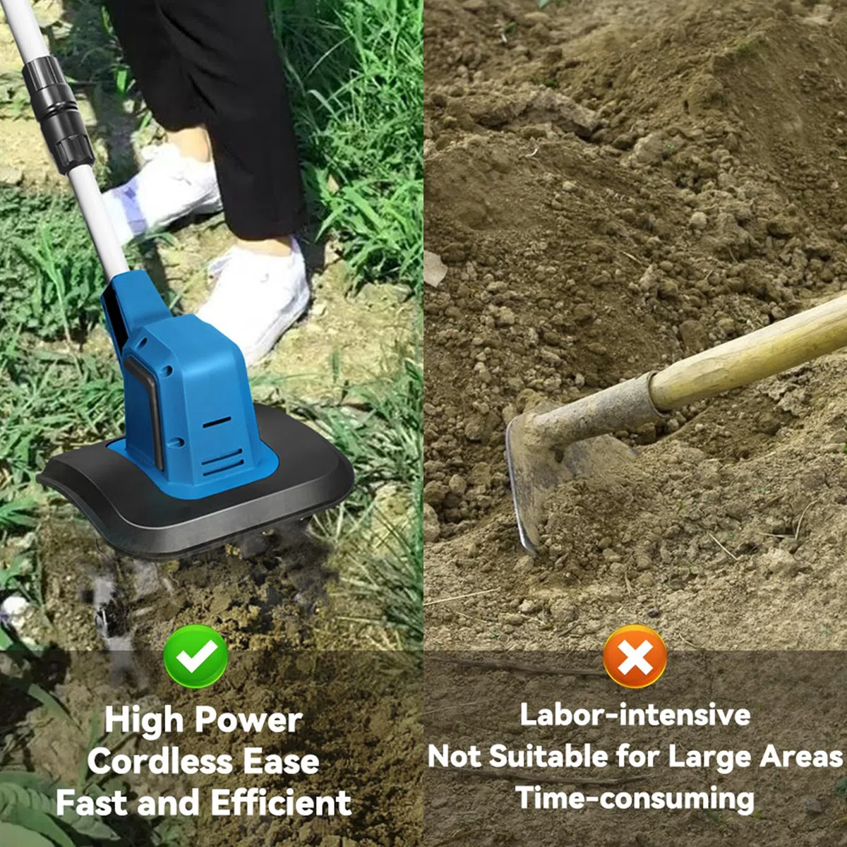 Motozappa Elettrica Da Giardino, Fresa Per Terreno A Batteria Da 1800 W Con 2 Batterie Al Litio E 4 Lame In Acciaio Al Manganese, Coltivatore Per Diserbo, Allentamento Del Terreno, Coltivazione