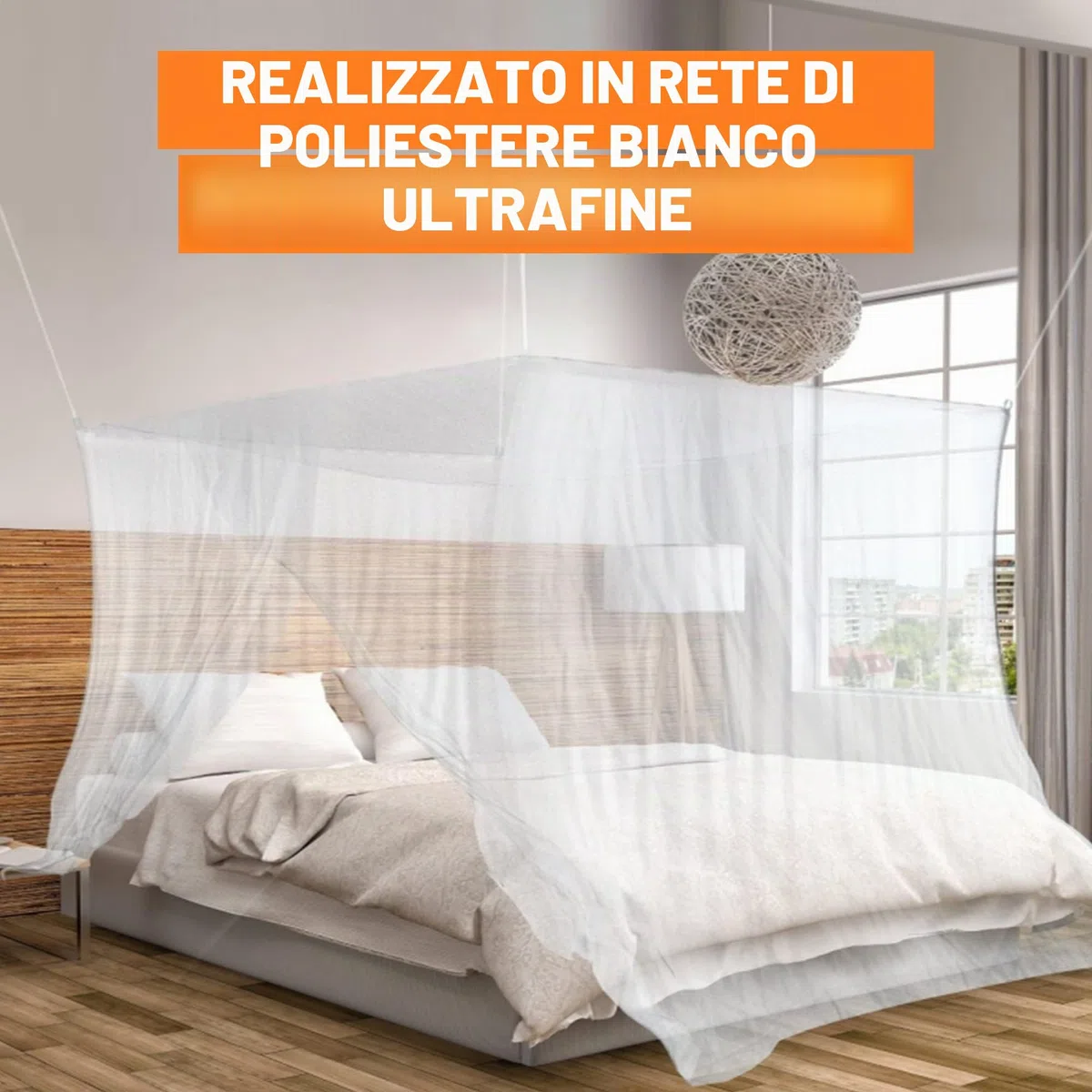 MEKKAPRO Zanzariera King Extra Large da Letto, Adatta a King Queen e Twin, Rete a Due Aperture | Tende da Letto a Baldacchino, Zanzariera Bianca