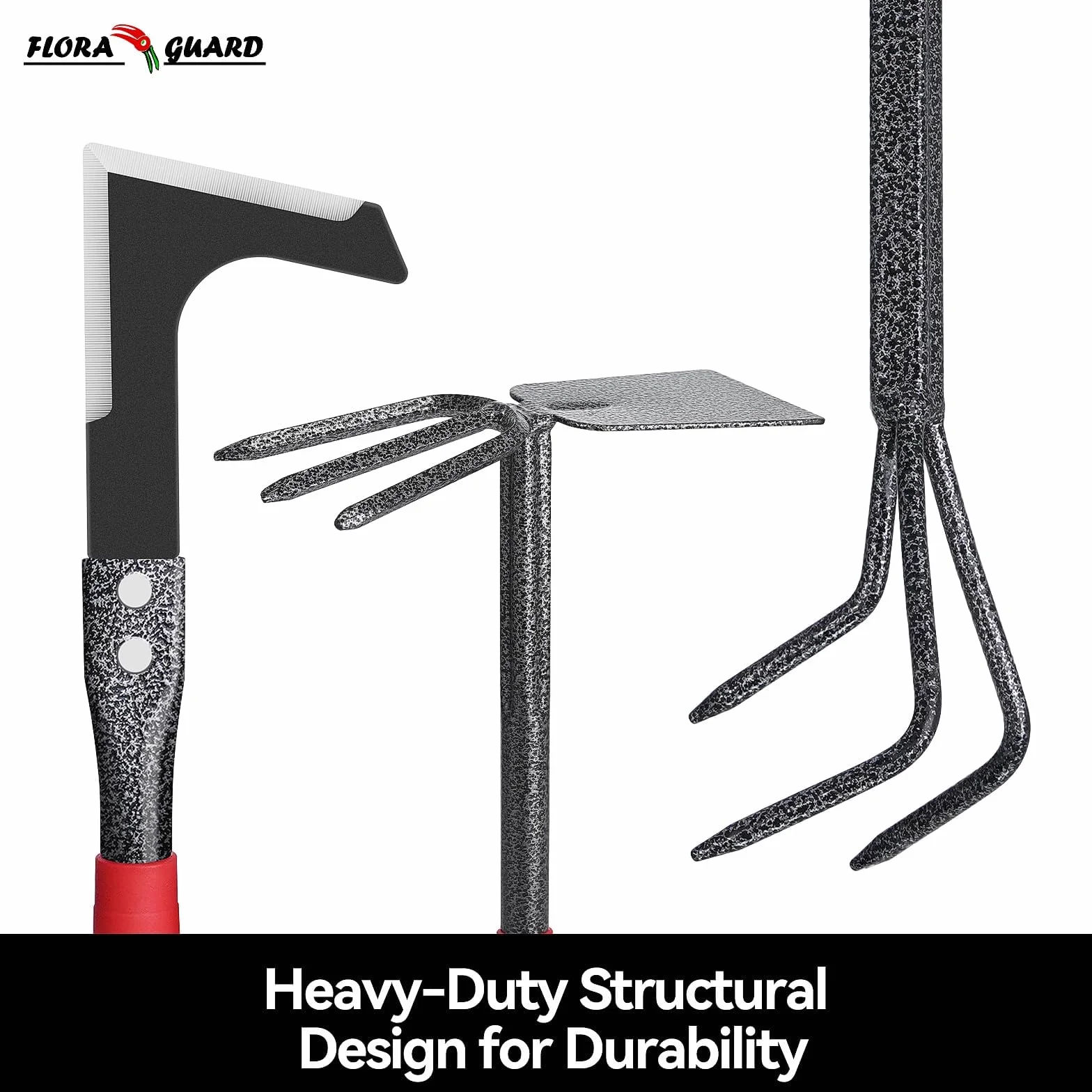 FLORA GUARD Set di attrezzi da giardino, set da 6 pezzi di utensili manuali da giardino di grande formato e robusti, strumenti di utilità classici e durevoli per coltivare e mantenere il tuo giardino