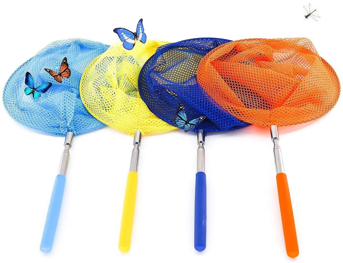 Bambini Rete da Pesca,Farfalla Telescopica Reti 4 Pack Colore Butterfly Net Con Manico Antiscivolo per catturare Insetti di Farfalle Piccoli Pesci Insetto