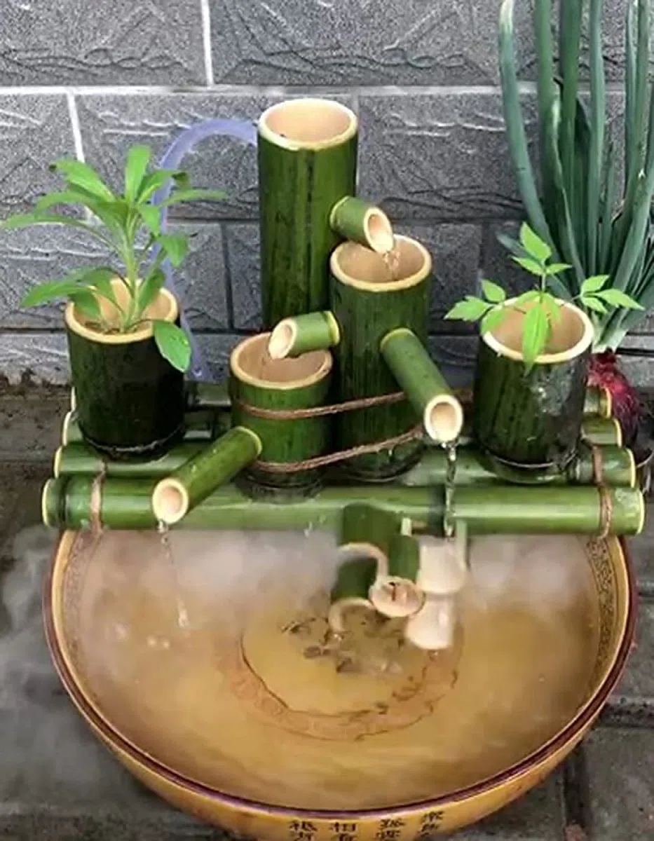 Caratteristica dell'Acqua del Giardino Fontana Solare Fontana di bambù Fontana da Esterno Utilizzata per Acquario, Acquario, Laghetto O Decorazione del Giardino Sembra Molto Interessante (6 (50 Cm/19