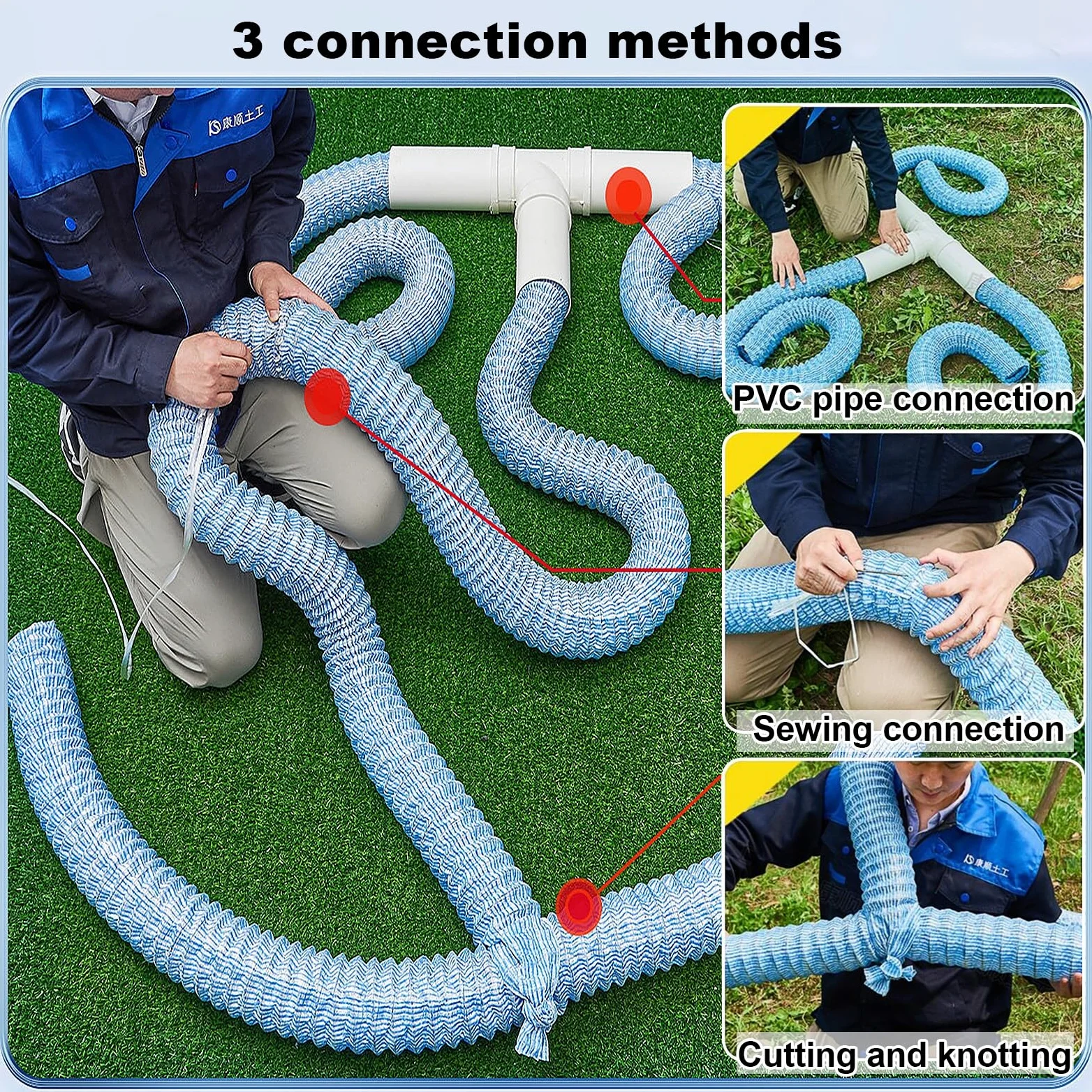 Estendibile Tubo Drenante, Forato Ø50/100 Tubo Drenante, Fibra Poliestere & Filo Acciaio Tubo Drenante Flessibile, Corrugato Tubo Drenante Sotterraneo per Cortile(50mm,12m)