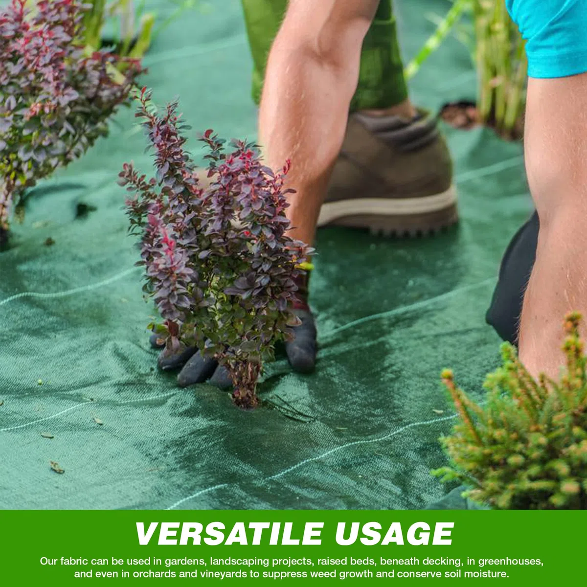 GardenersDream Telo Anti Erbacce ad Alta efficacia - Pellicola per pacciamatura e Controllo delle Erbe infestanti da Giardino, Verde, drenante e Resistente 125 g/m2 (2 m x 10 m)