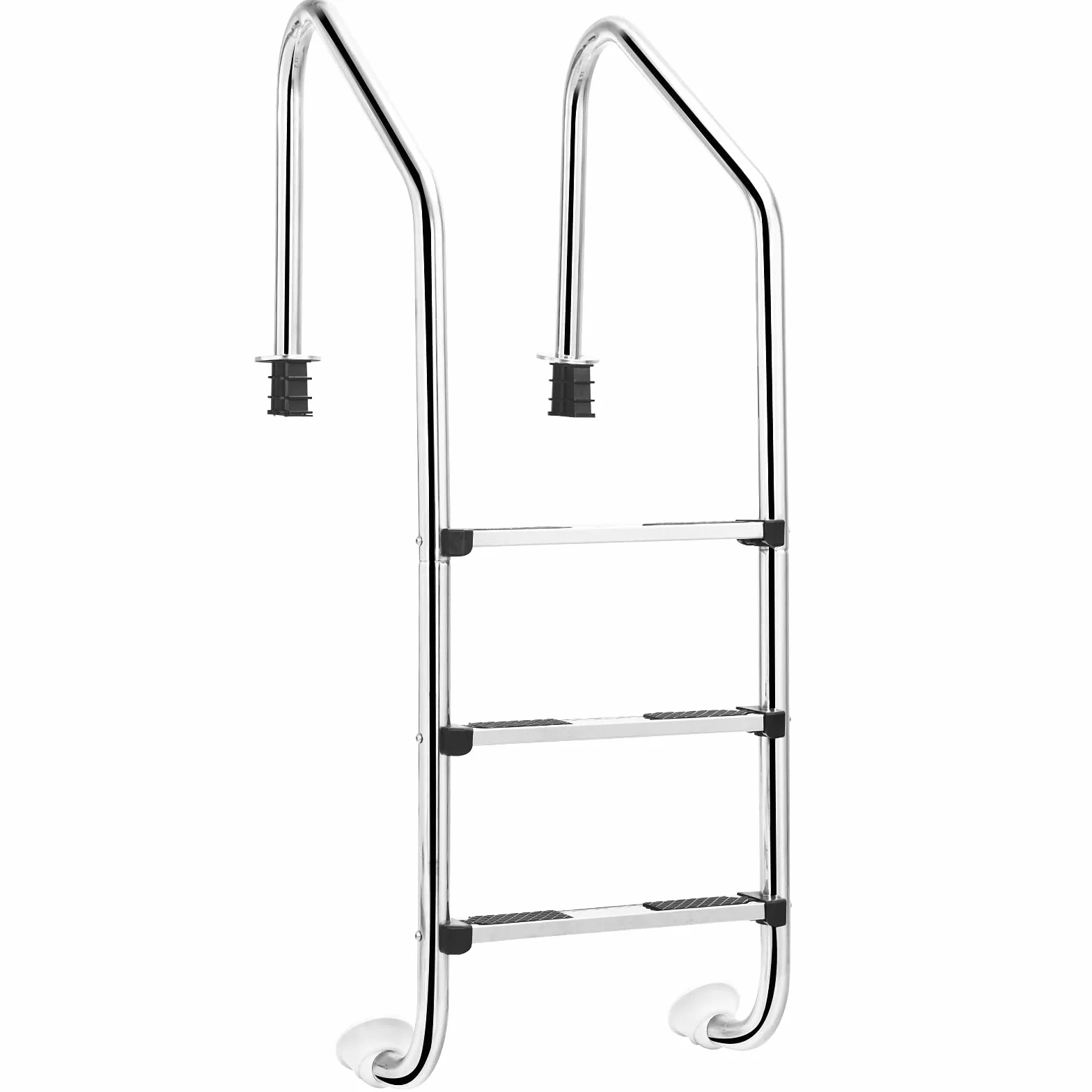 GIANTEX Scala per Piscina 3 Gradini, Scaletta Piscina in Acciaio Inox, Gradini Antiscivolo e Braccioli con Protezione, Portata di 150 kg, 53x63x147 cm, Argento