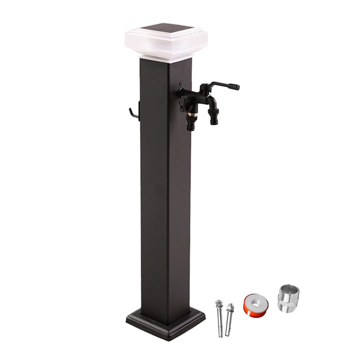 Fontana solare per esterni, colonna d'acqua verticale da 61 cm, resistente al gelo, in acciaio inox 304, con gancio, perfetta decorazione da giardino e funzione relax