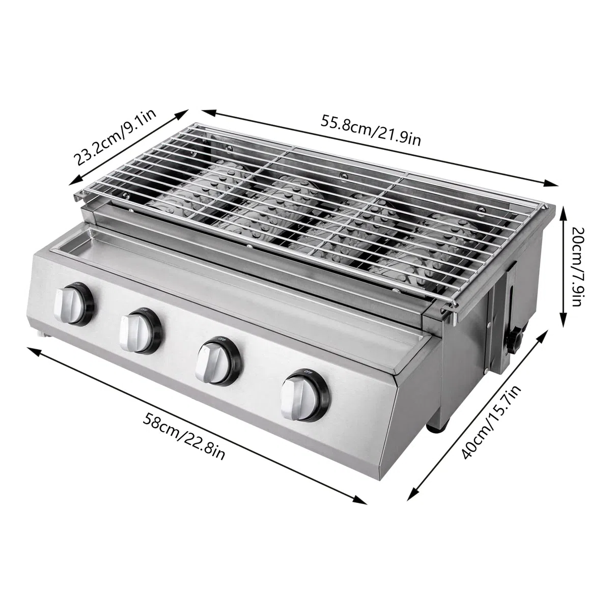Barbecue portatile a carbonella, in acciaio inox, per barbecue, barbecue, carbone, affumicatore, barbecue da tavolo, portatile, per picnic, giardino, terrazza