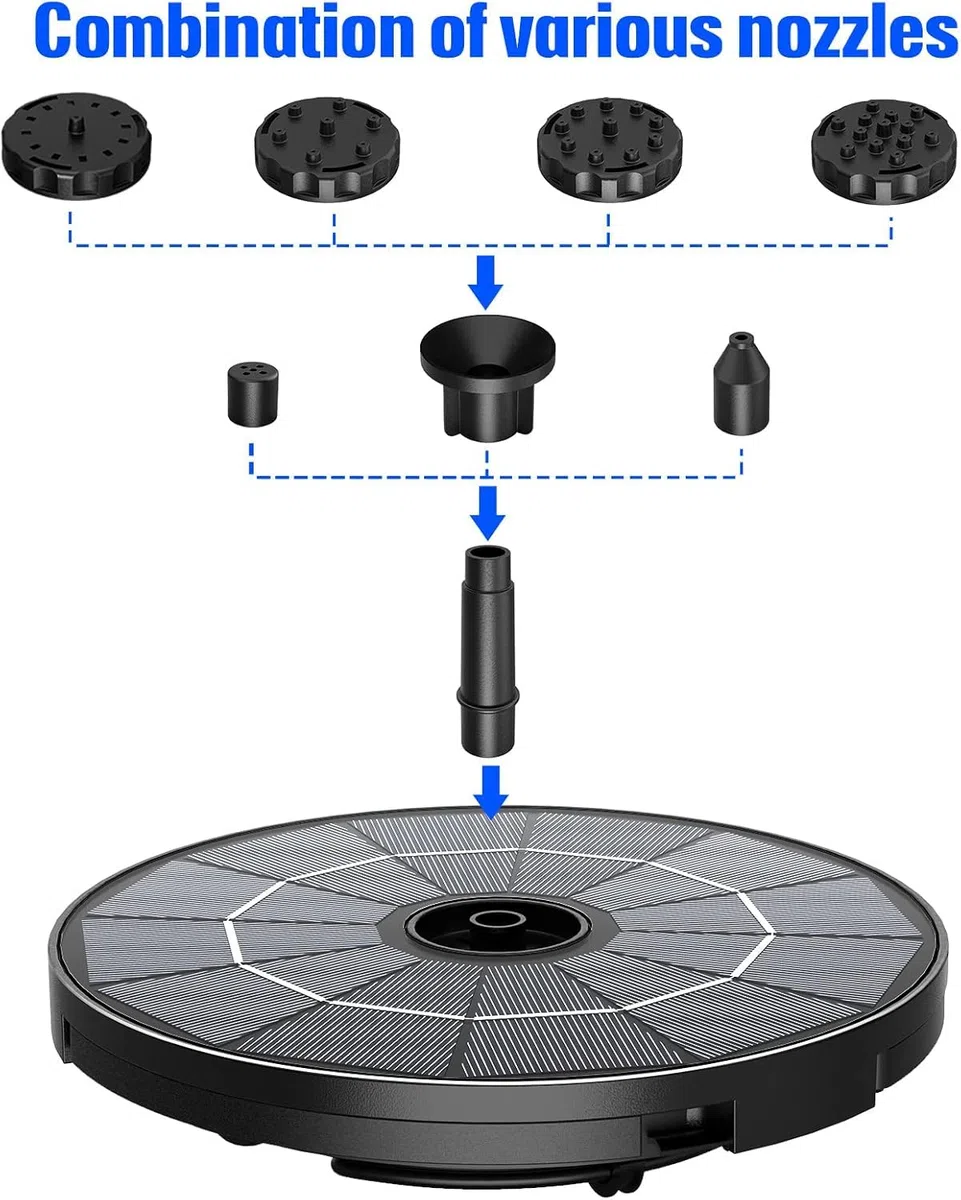 AISITIN Fontana Solare da Giardino Esterno 2,8W Fai da Te con Pannello Rimovibile e Supporto Fisso Pompa ad Energia Solare con 8 Effetti e Prolunga da 3 metri Ideale per Giardino,Stagno,Vasca Uccelli