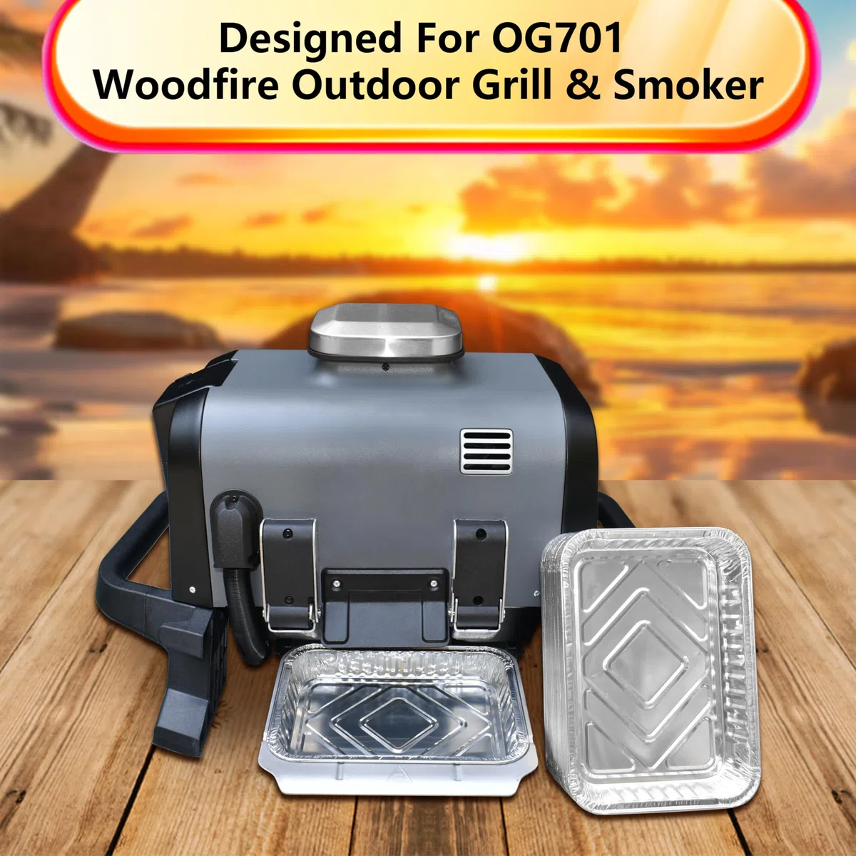 TOHONFOO Confezione da 20 fodere per padelle antigoccia per Ninja OG701 Woodfire Outdoor Grill & Smoker – Griglia in alluminio Grasso Vassoio – Coppa posteriore per accessori per piastra Ninja