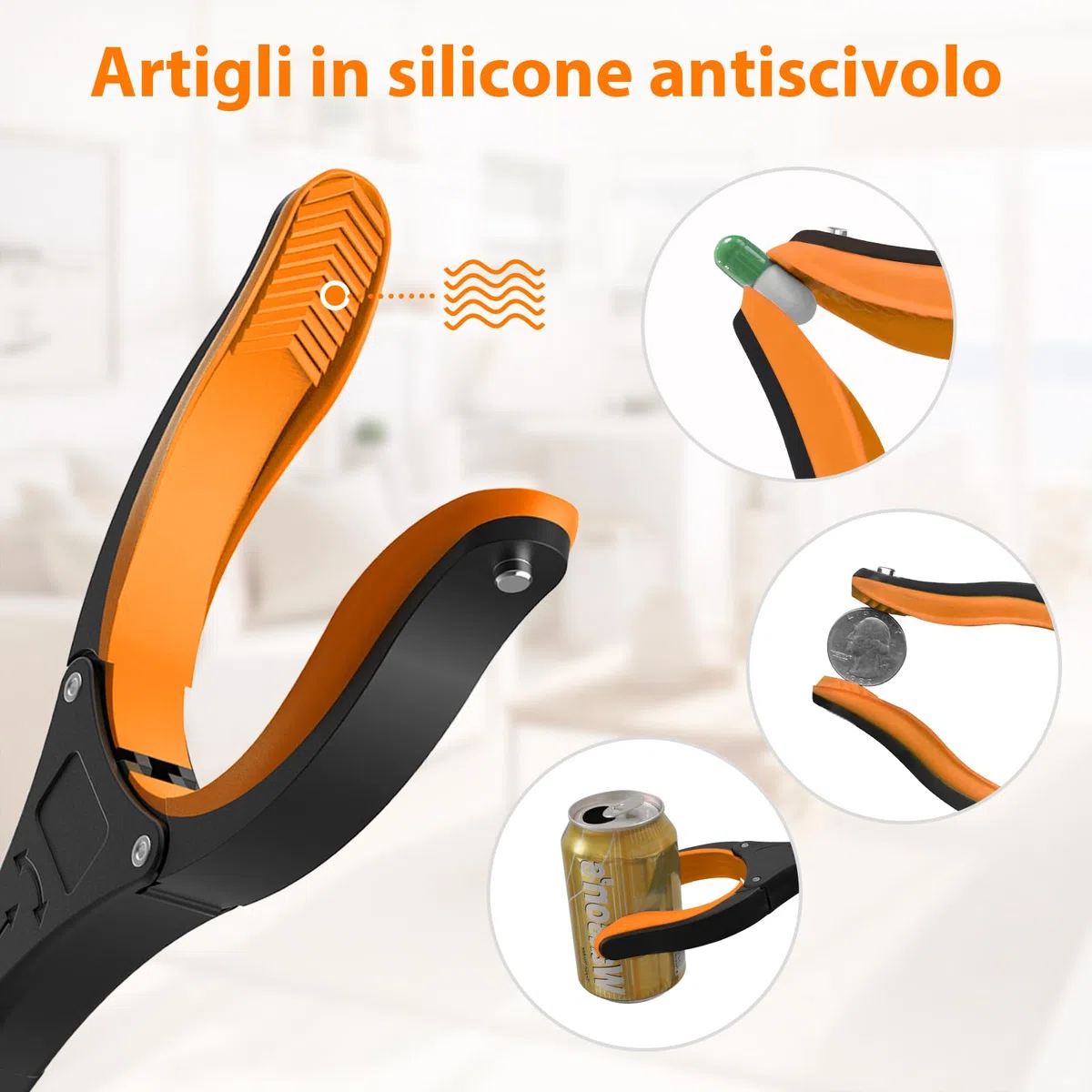 Pinza Raccogli Oggetti 80 cm Set da 2, Pinza Telescopica Prendi Oggetti Ergonomica con Artiglio Antiscivolo e Testa Girevole, Pinza Raccogli Rifiuti per Anziani