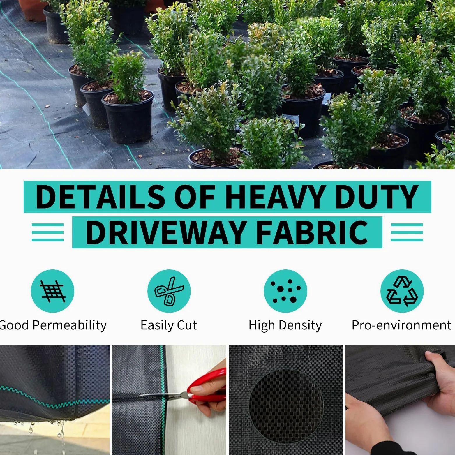 Garvee Telo Pacciamatura 1.2x30m, Tessuto Anti Erbacce Professionale 108g/m², Telo per Orto e Giardino Alta Resistenza, Geotessile Permeabile UV Stabilizzato per Controllo Infestanti