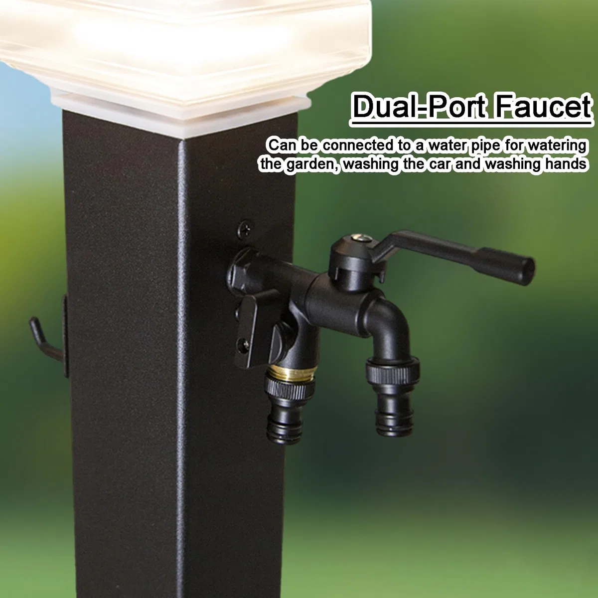 Fontana solare per esterni, colonna d'acqua verticale da 61 cm, resistente al gelo, in acciaio inox 304, con gancio, perfetta decorazione da giardino e funzione relax