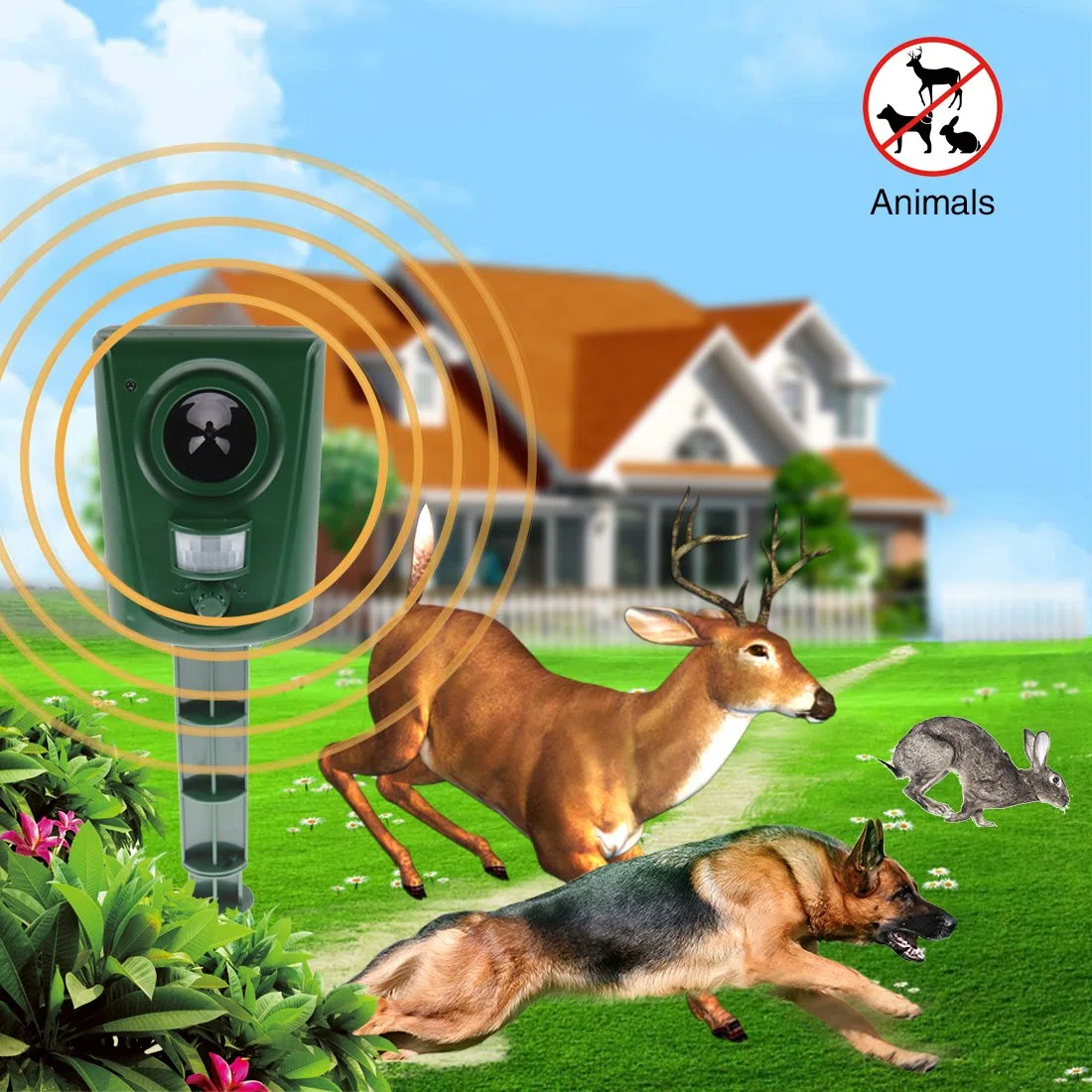 2X Repellente Ultrasuoni per Gatti,Dissuasore per Gatti Ultrasuo, Respinge Gatti, Uccelli e Altri Animali per Il Giardino