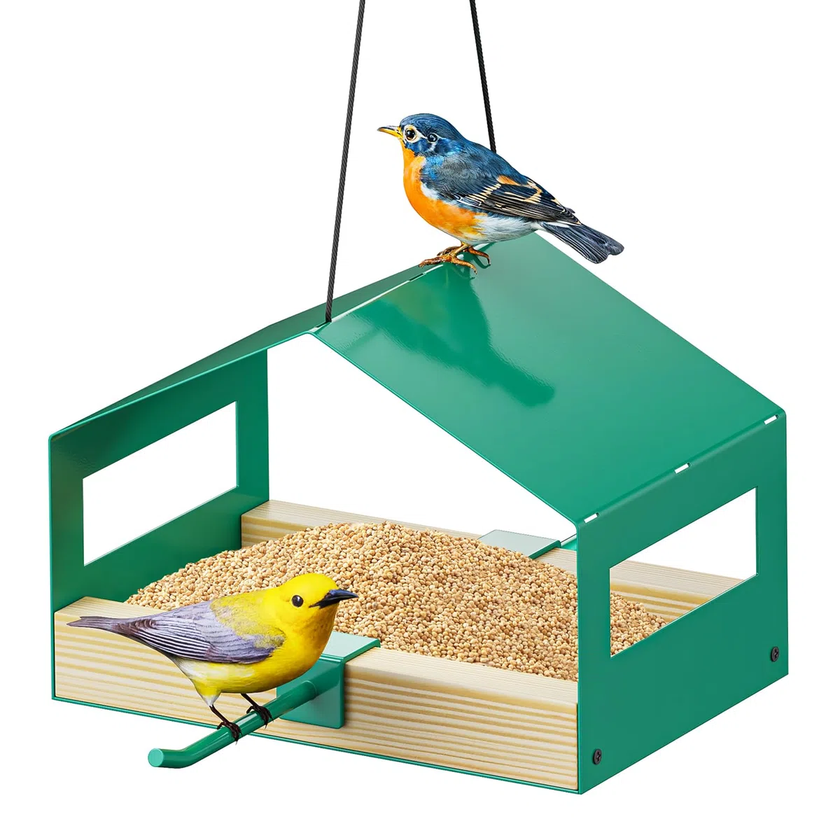 FANHAO Mangiatoia per Uccelli, Casette in metallo Dispenser di Mangime da Esterno, Decorazione da Giardino