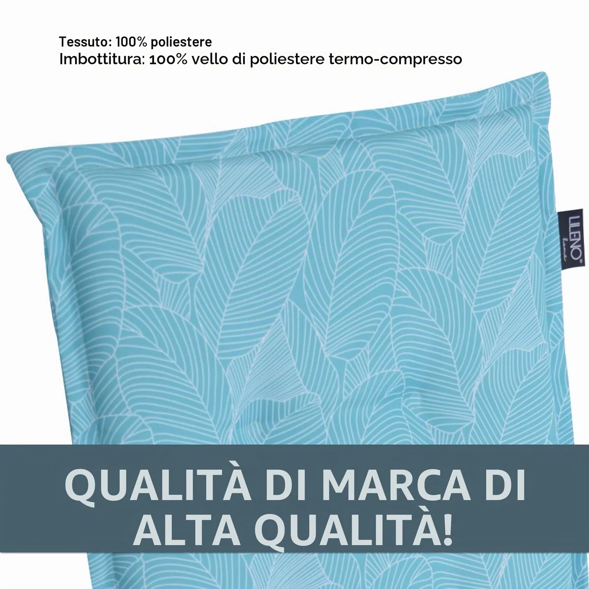 LILENO HOME Cuscini per sedia da giardino [set da 1 – sedia con schienale alto] in foglie Aqua – comodi cuscini per sedie da giardino – cuscini per sedie da giardino e sedie pieghevoli